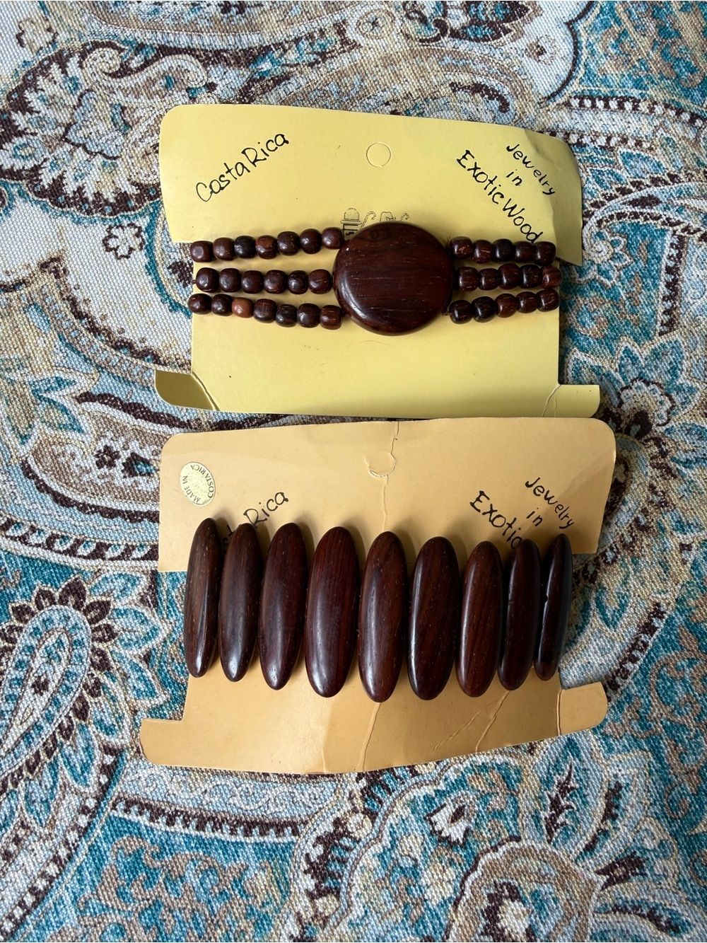 Rosewood Stretch Bracelets Bundle of 2 Costa Rica Exotic Wood New On Card